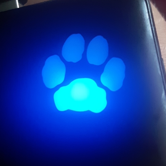 A blue light up paw charging bank with charger - Picture 2 of 5